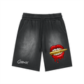 Rectangle Patch Monkey Washed Shorts