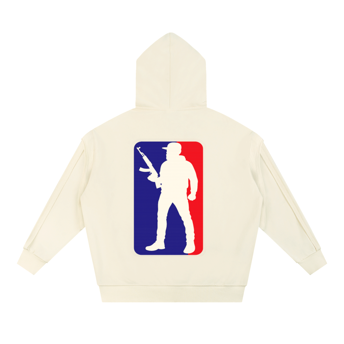 Contrast Tape Raw Edge Double Layered Zip Hoodie