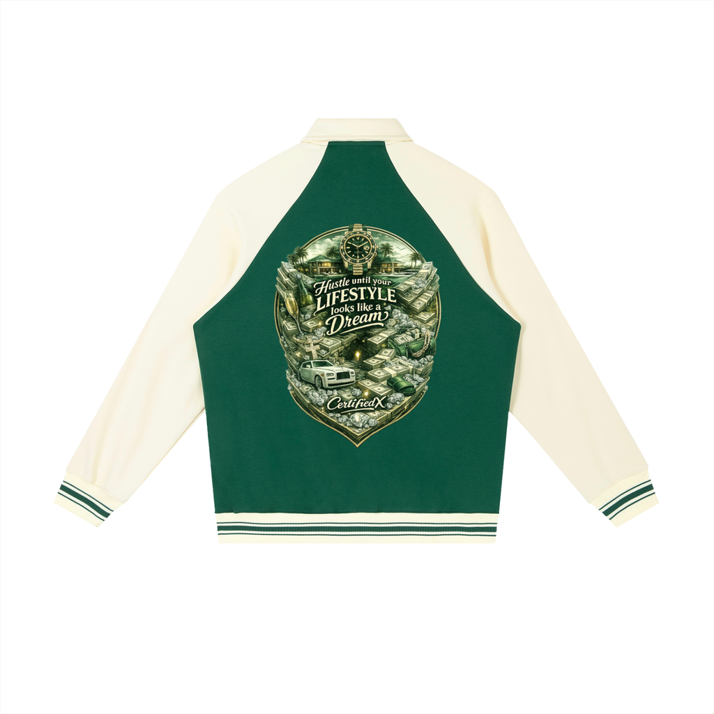 Contrast Raglan Sleeve Baseball Jacket