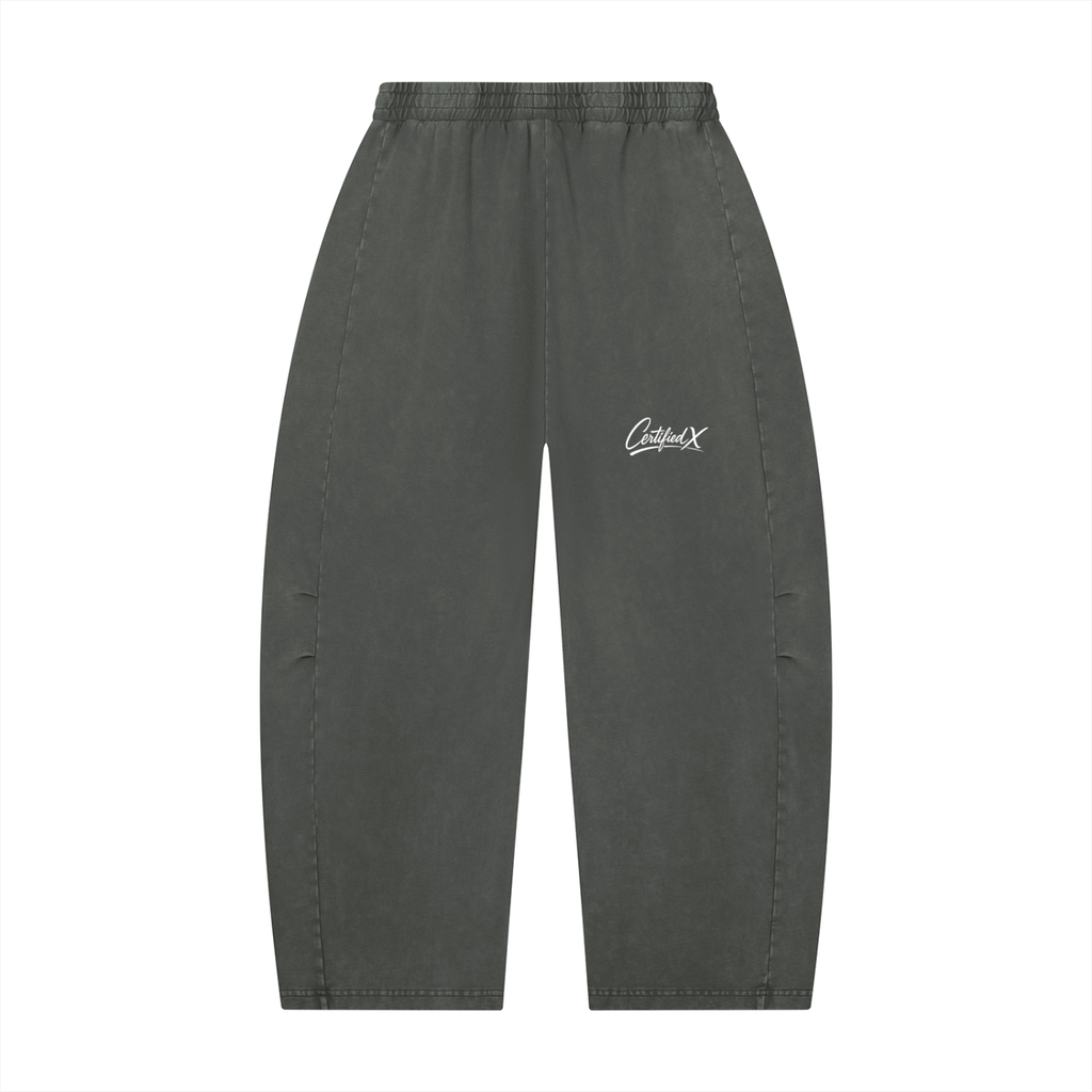 Unisex Mineral Wash Barrel Leg Pants
