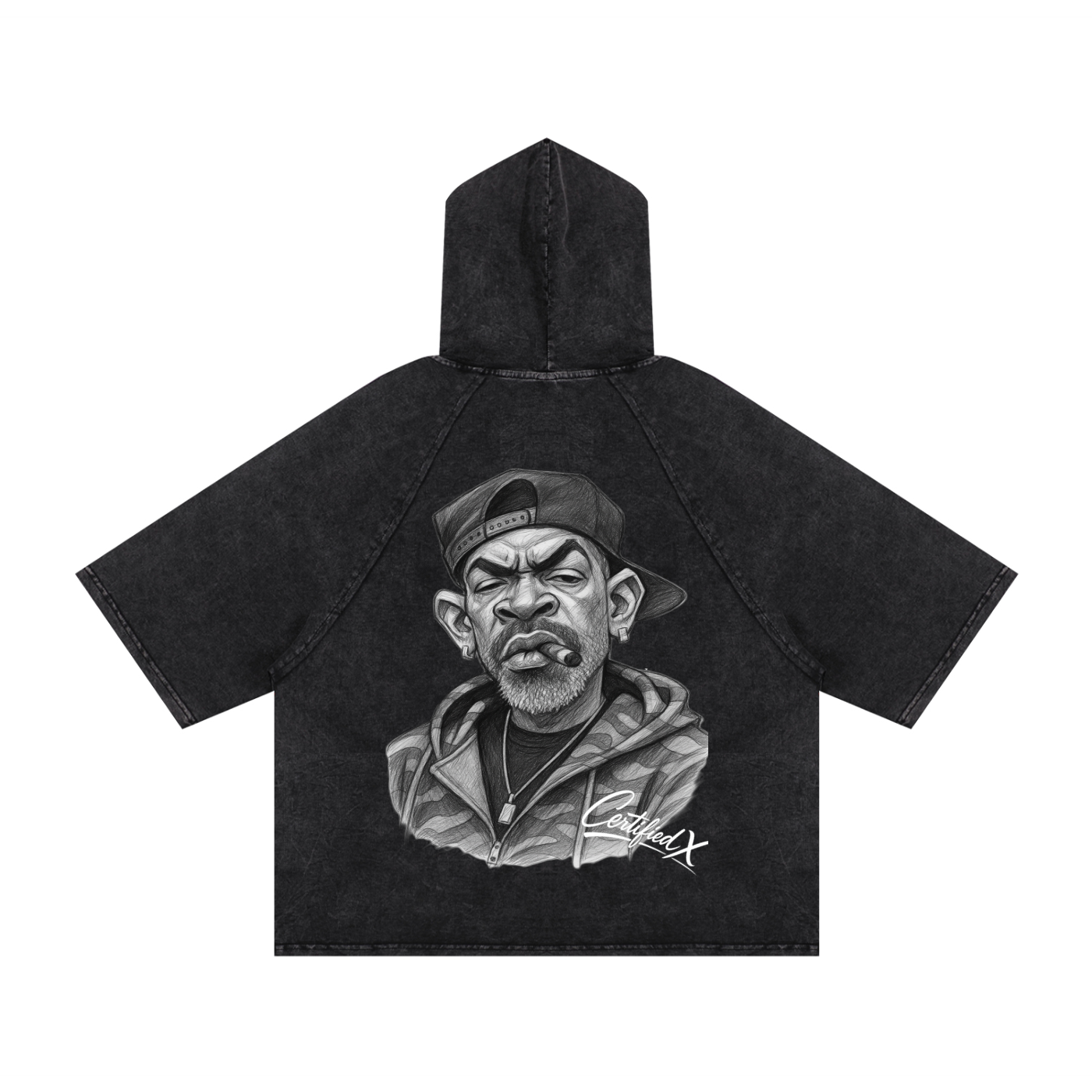 Snow Washed Hooded Boxy T-Shirt