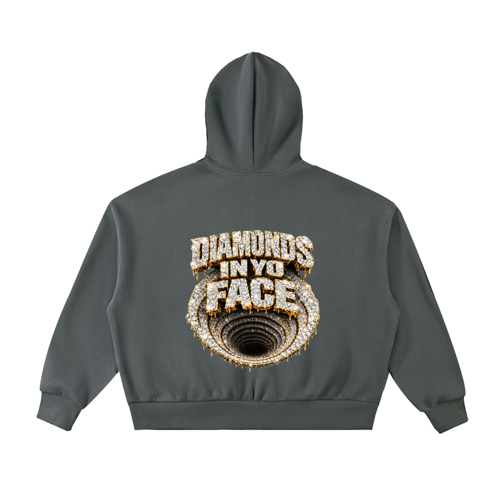 Fleeced Full-Zip Boxy Hoodie
