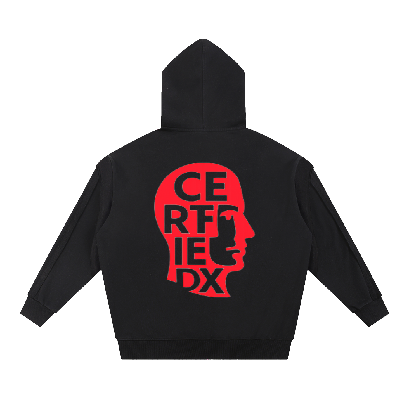 Contrast Tape Raw Edge Double Layered Zip Hoodie
