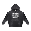 Vintage Washed Frayed Fleece Hoodie