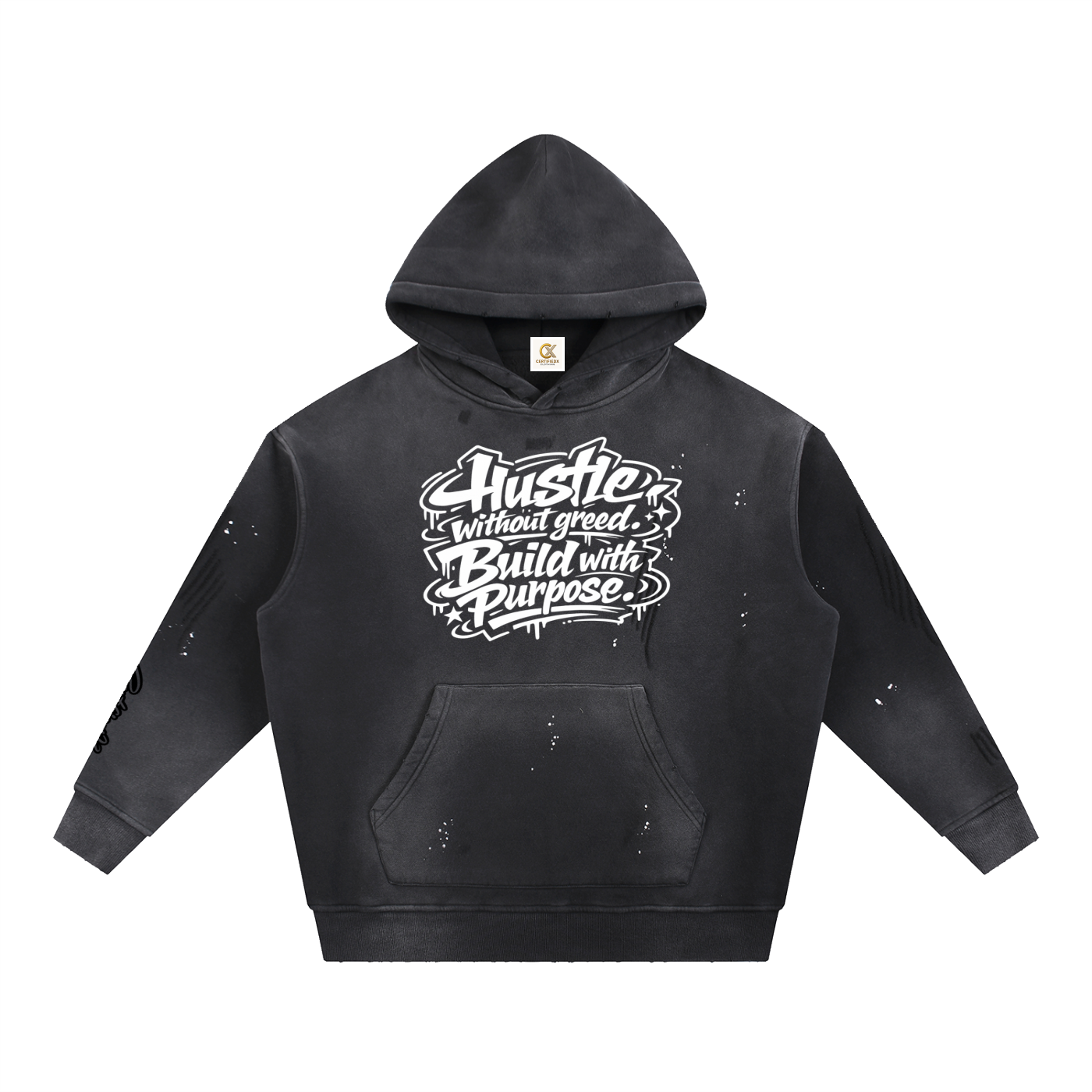 Vintage Washed Frayed Fleece Hoodie