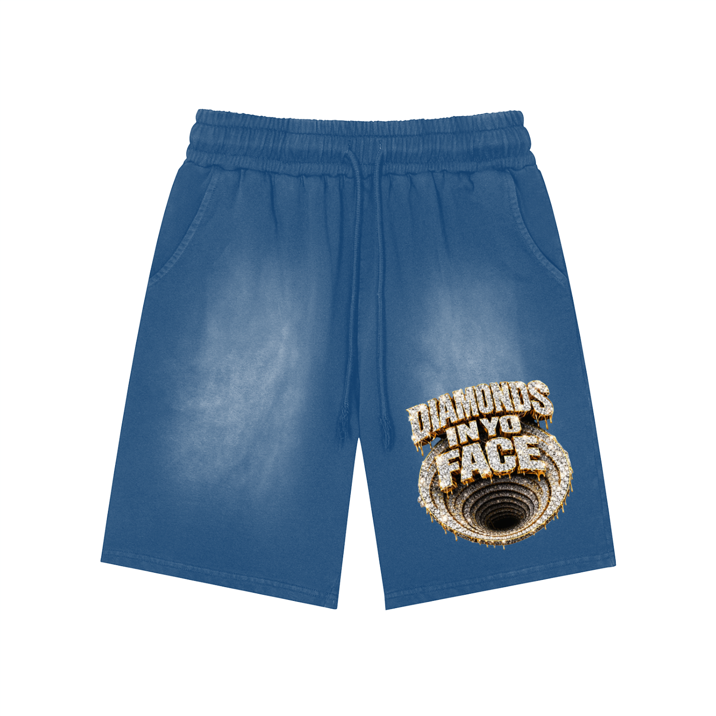 Rectangle Patch Monkey Washed Shorts