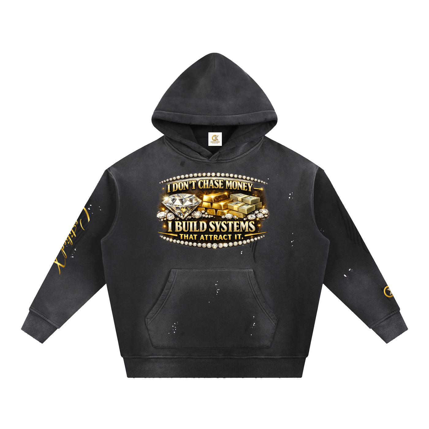 Vintage Washed Frayed Fleece Hoodie