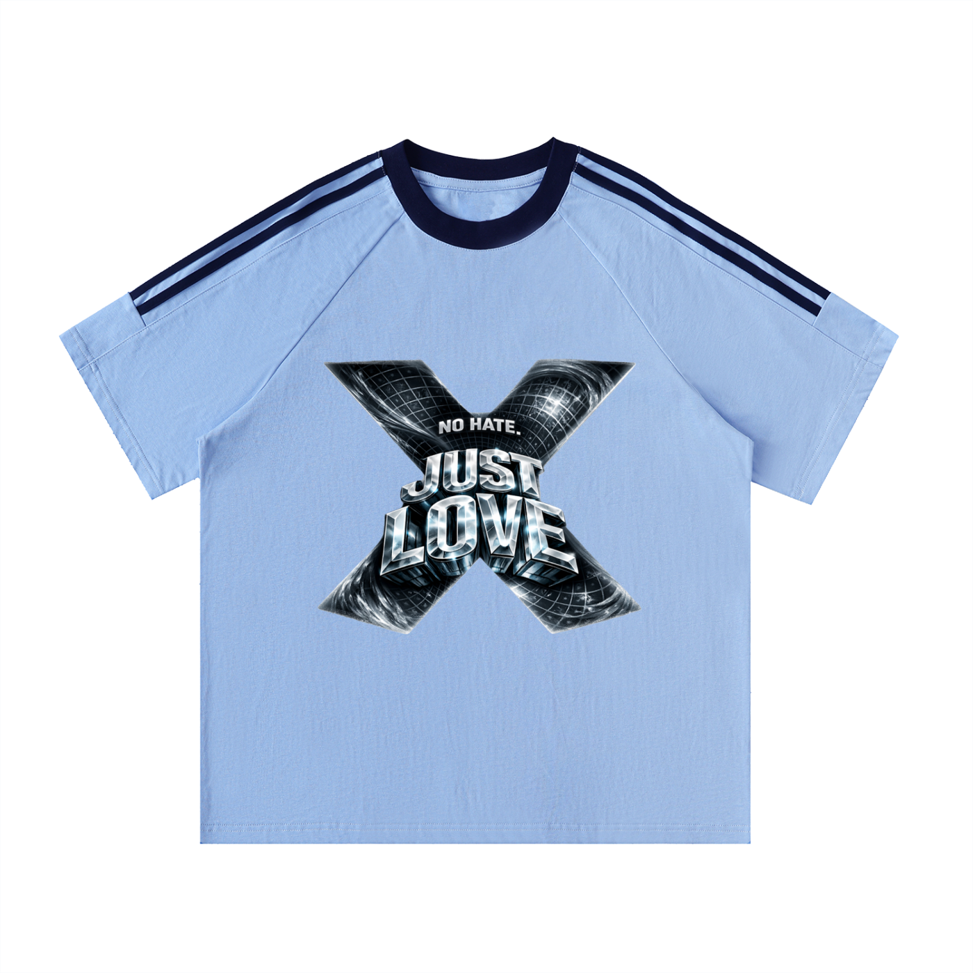Contrast Tape Crewneck Cotton T-Shirt