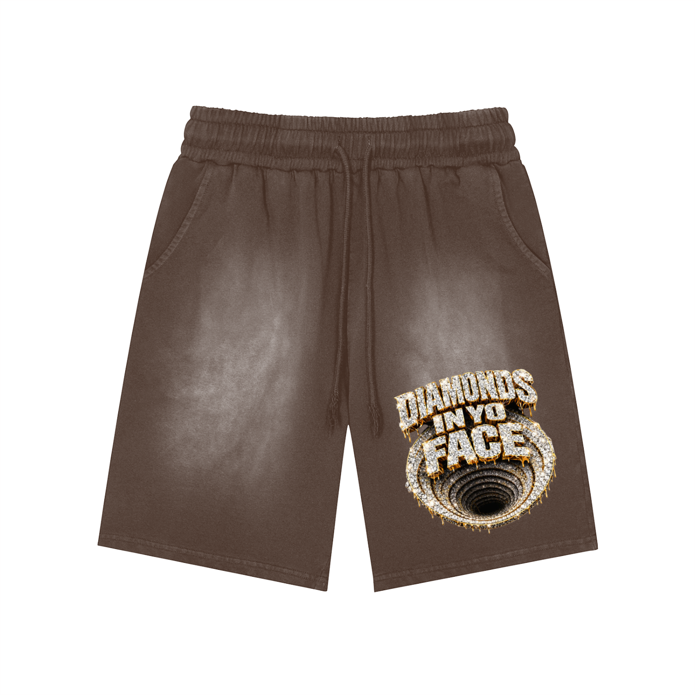 Rectangle Patch Monkey Washed Shorts
