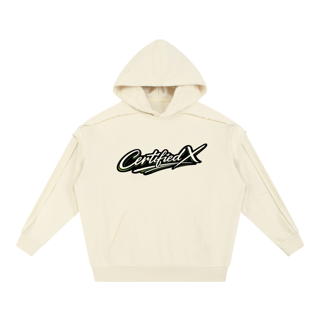Contrast Tape Raw Edge Double Layered Hoodie