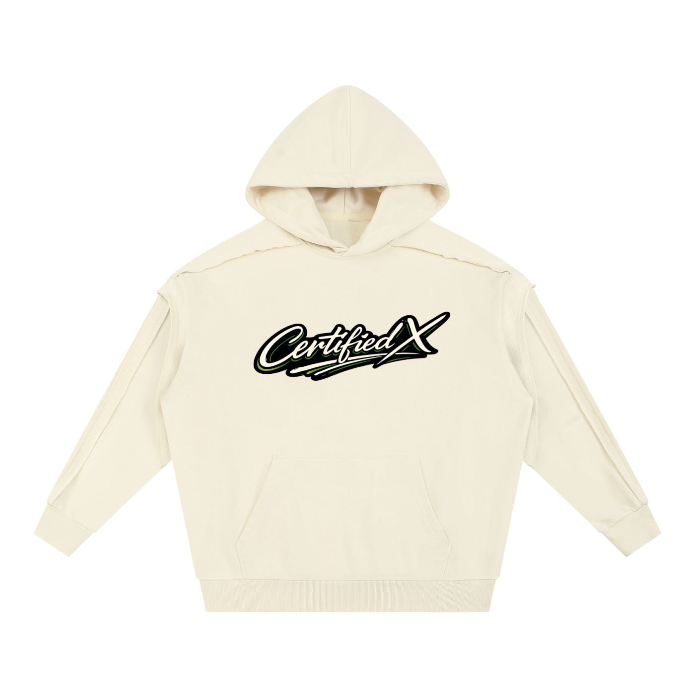 Contrast Tape Raw Edge Double Layered Hoodie