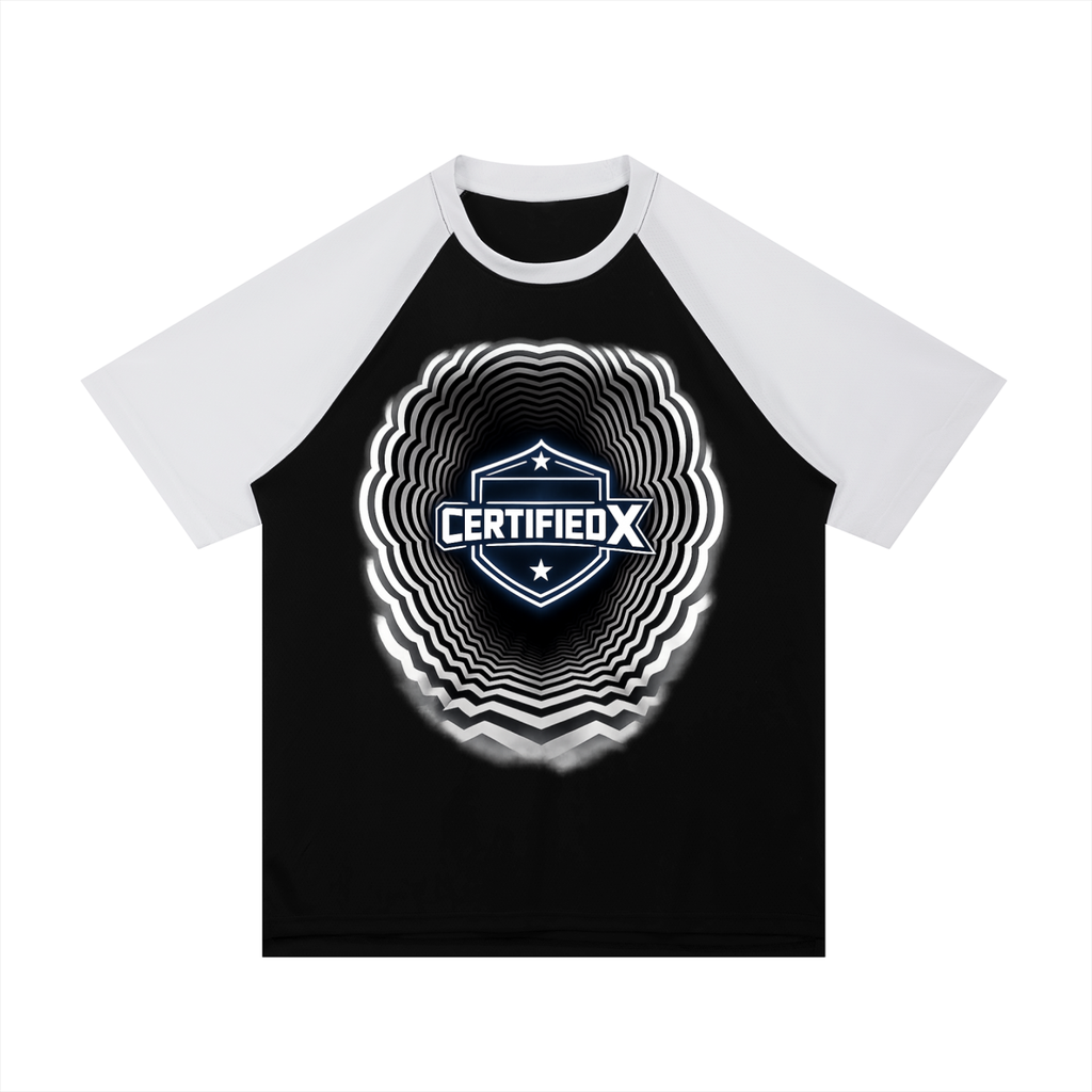 Contrast Raglan Sleeve Mesh T-Shirt