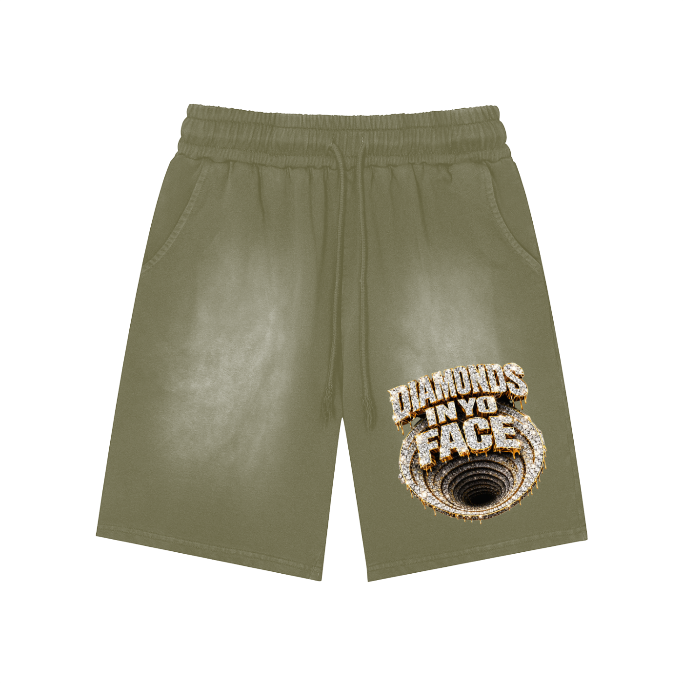 Rectangle Patch Monkey Washed Shorts