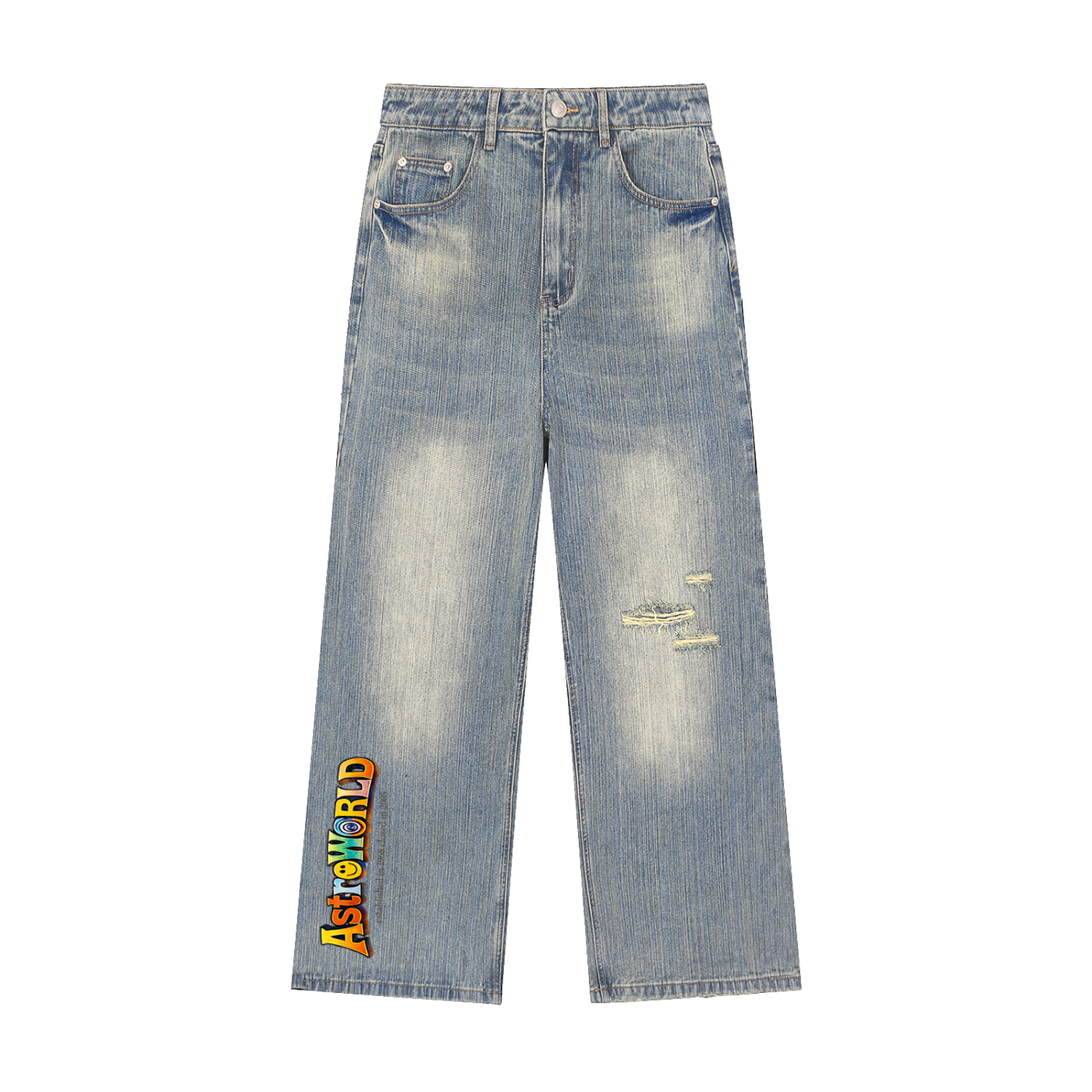 Vintage Wash Distressed Denim Jeans