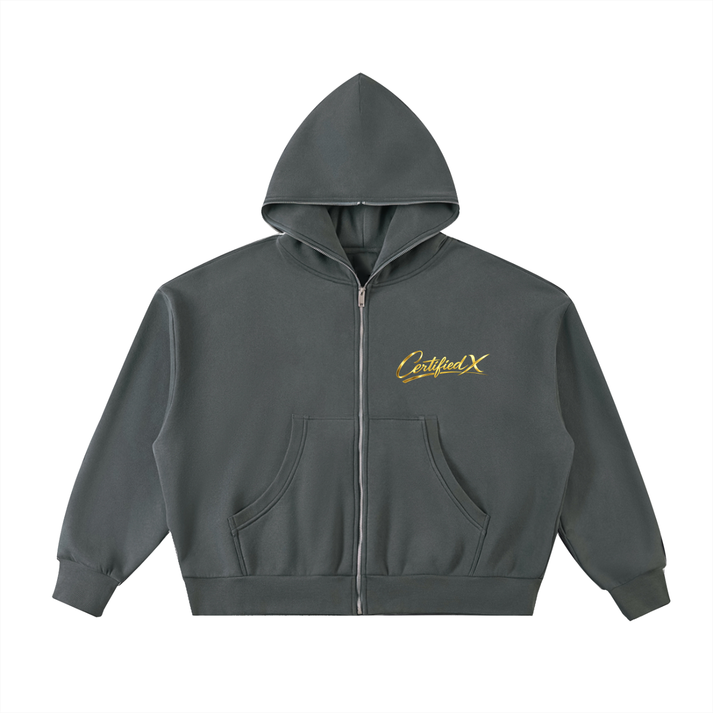 Fleeced Full-Zip Boxy Hoodie
