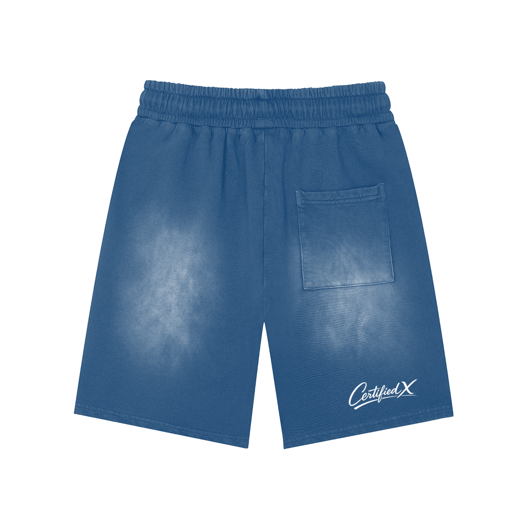 Rectangle Patch Monkey Washed Shorts