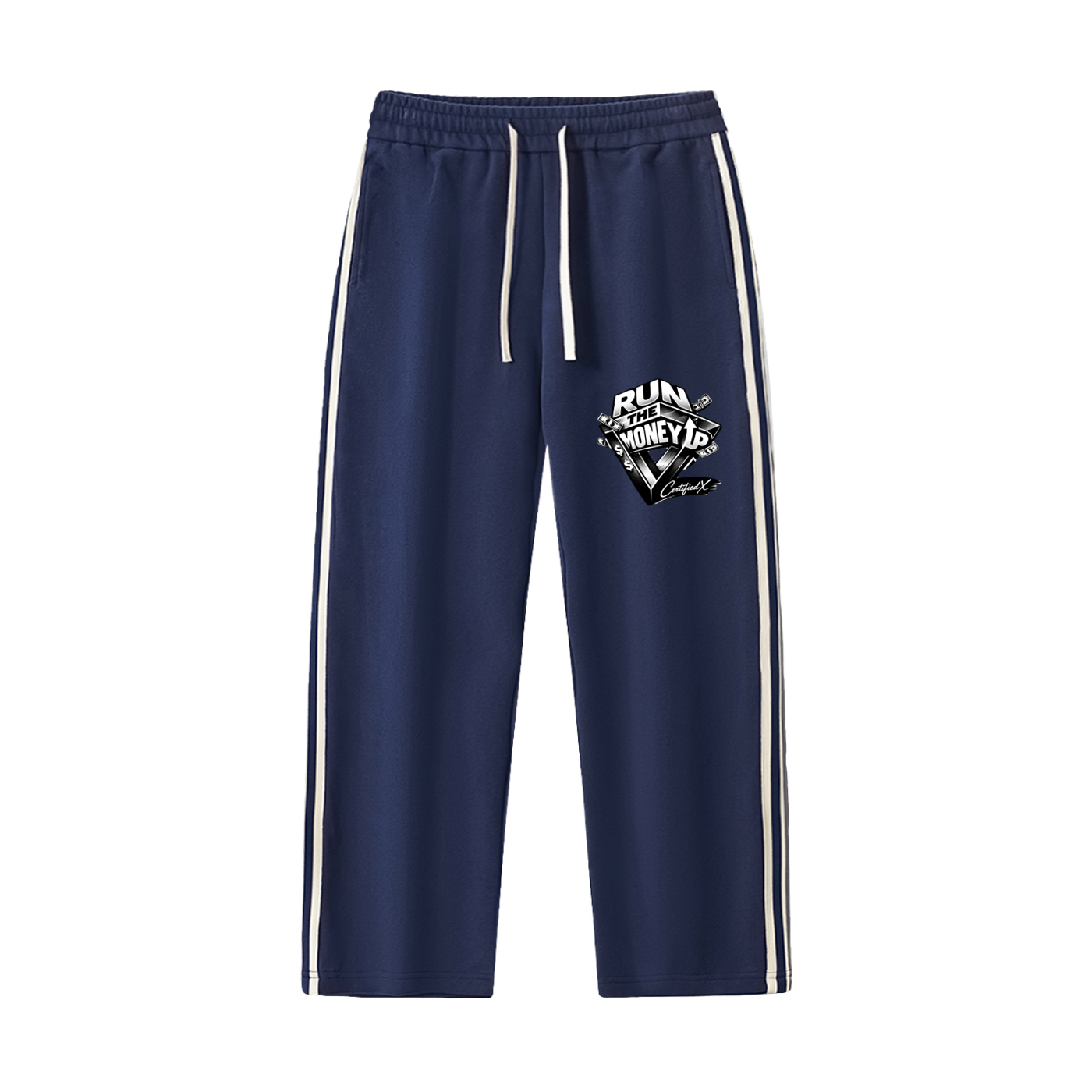 Contrast Side-Stripe Straight-Leg  Pants