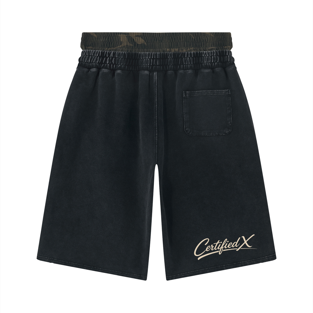 Unisex Vintage Wash Distressed Wide Leg Shorts