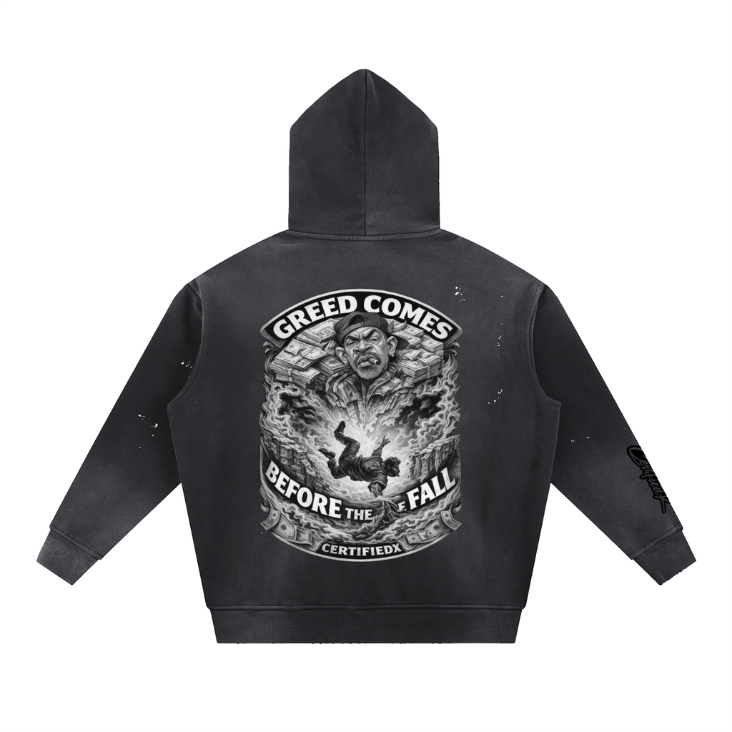 Vintage Washed Frayed Fleece Hoodie