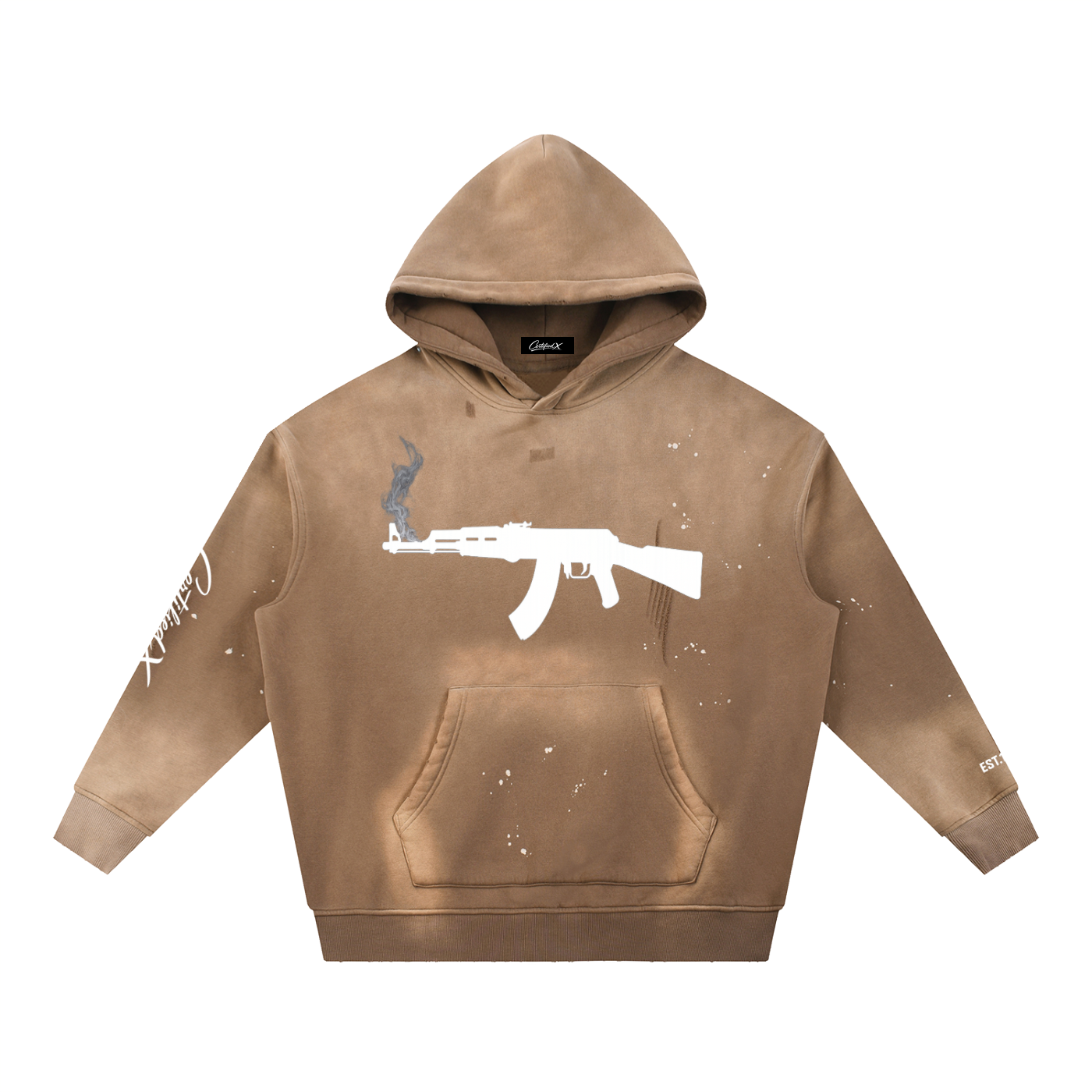 Vintage Washed Frayed Fleece Hoodie