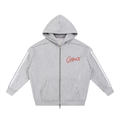Contrast Tape Raw Edge Double Layered Zip Hoodie