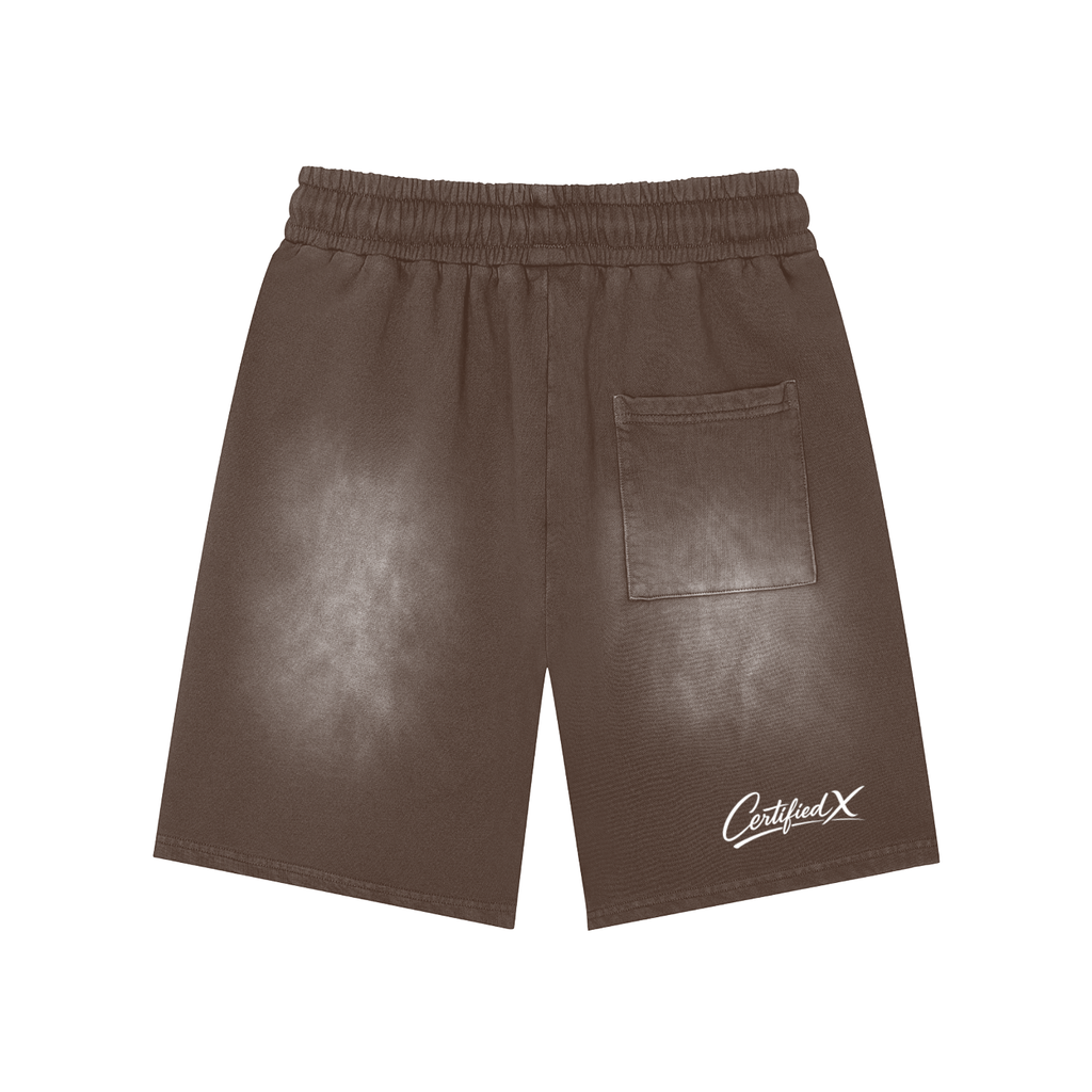 Rectangle Patch Monkey Washed Shorts