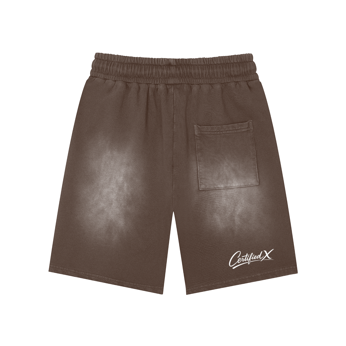 Rectangle Patch Monkey Washed Shorts