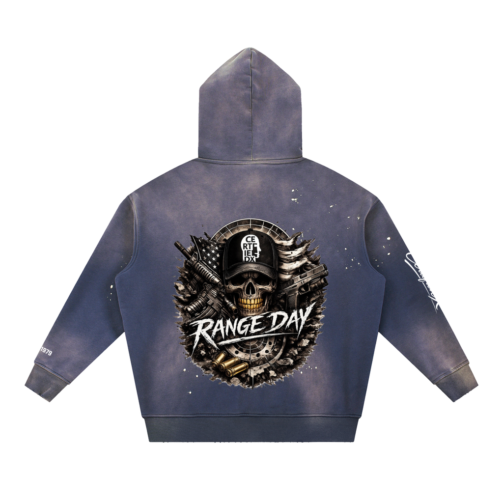 Vintage Washed Frayed Fleece Hoodie