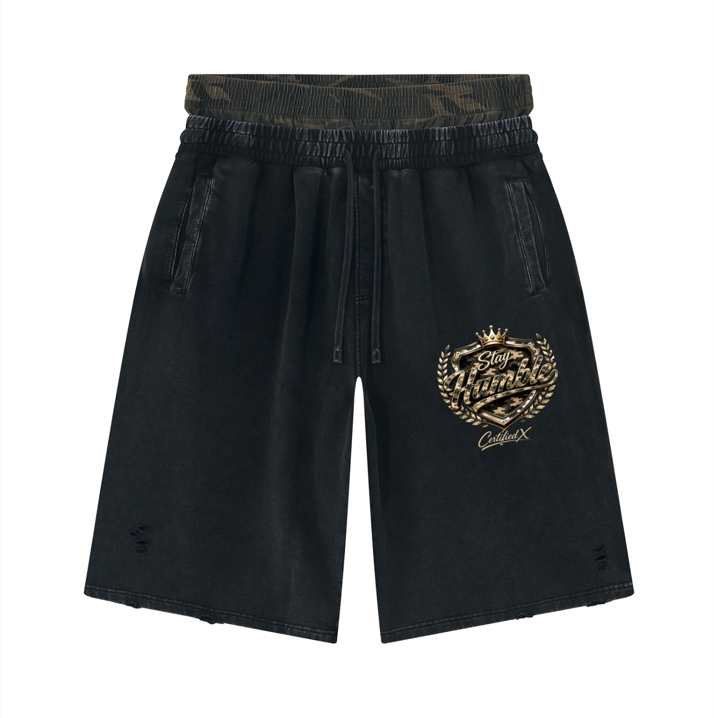Unisex Vintage Wash Distressed Wide Leg Shorts