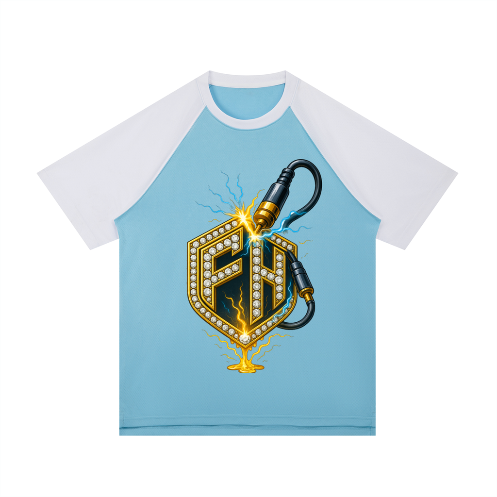Contrast Raglan Sleeve Mesh T-Shirt