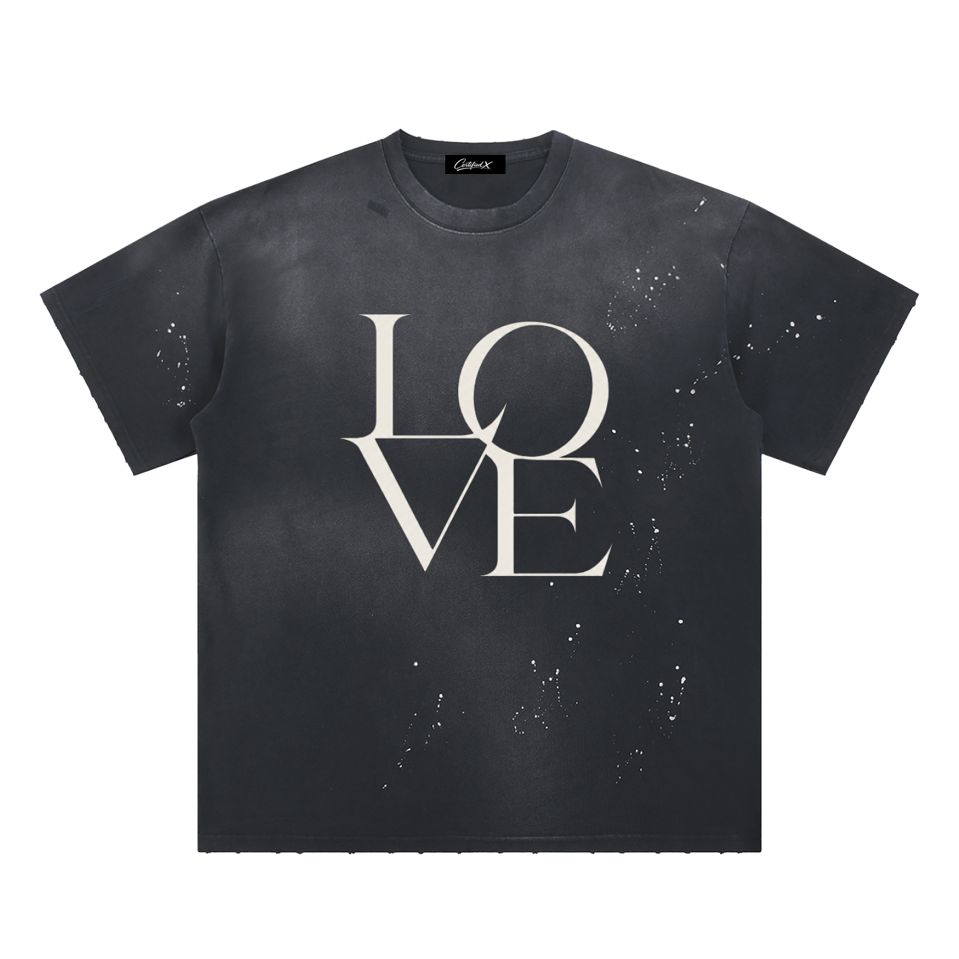 Hand-Frayed Sunfade Paint Splatter T-Shirt