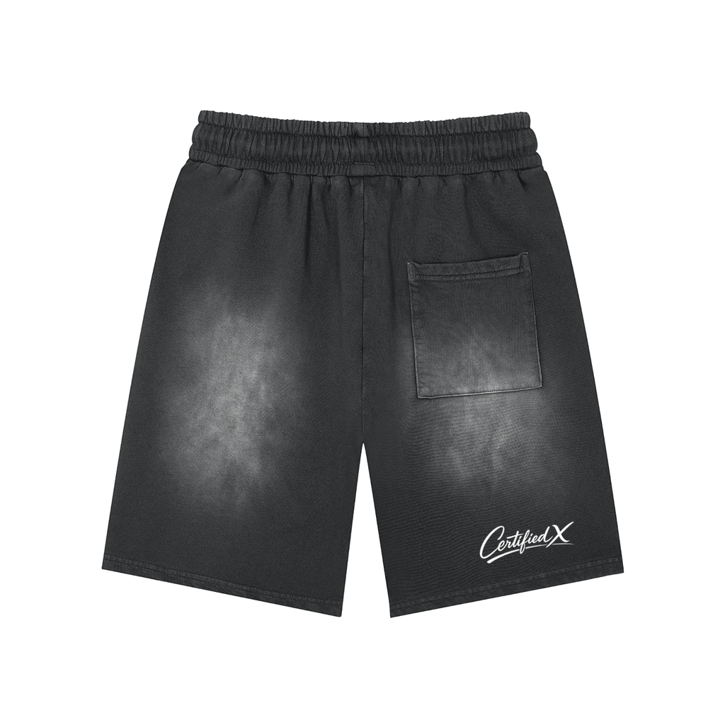 Rectangle Patch Monkey Washed Shorts