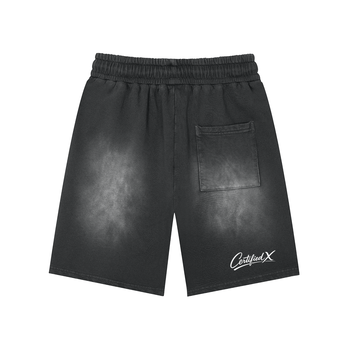 Rectangle Patch Monkey Washed Shorts
