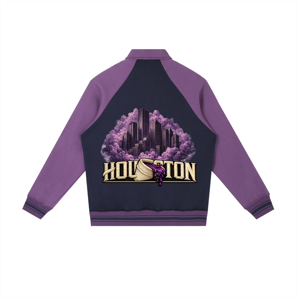 Contrast Raglan Sleeve Baseball Jacket