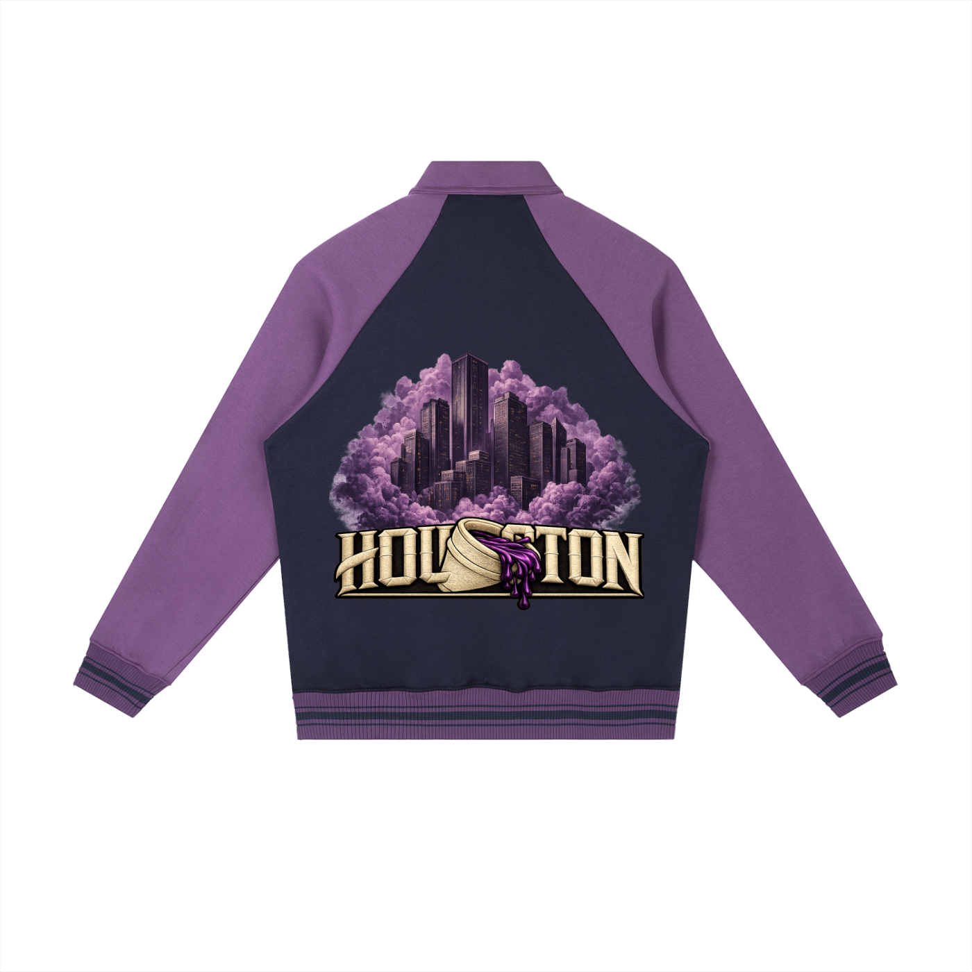 Contrast Raglan Sleeve Baseball Jacket