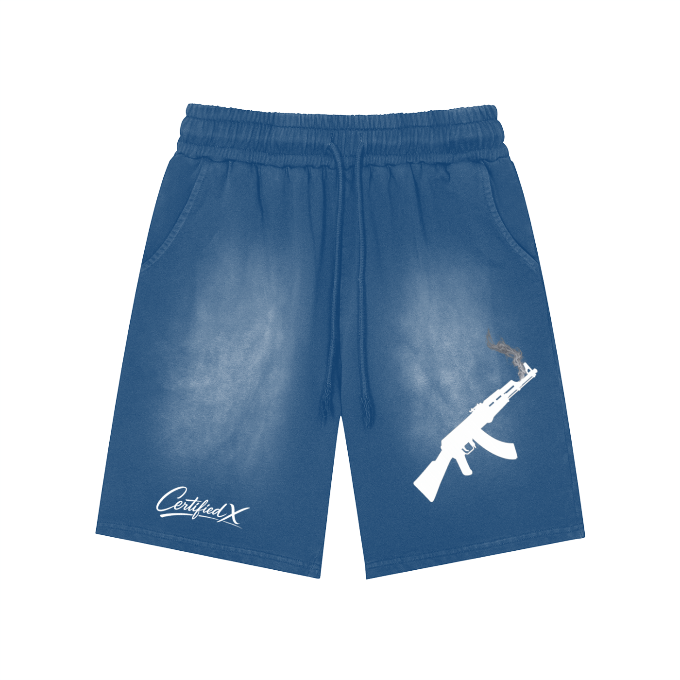 Rectangle Patch Monkey Washed Shorts