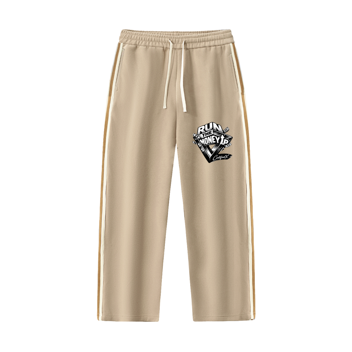 Contrast Side-Stripe Straight-Leg  Pants