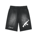 Rectangle Patch Monkey Washed Shorts