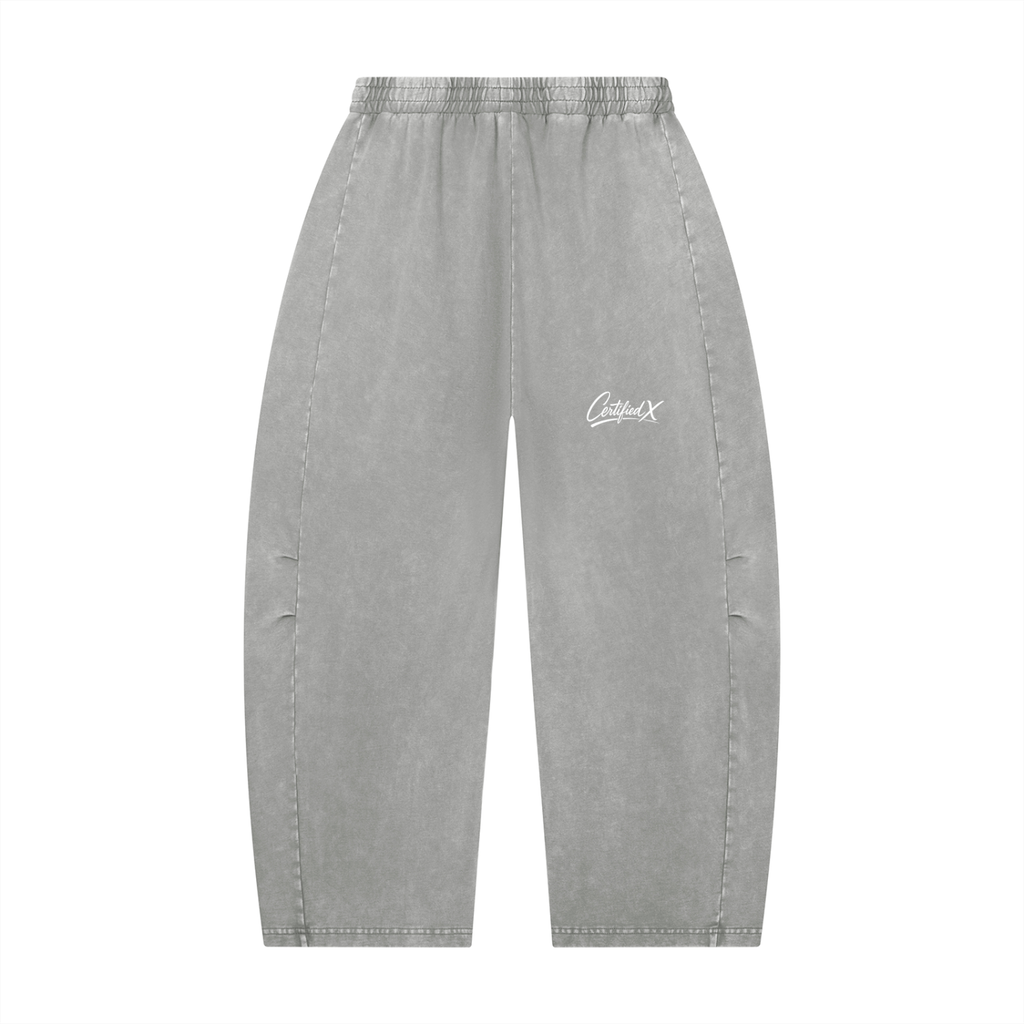 Unisex Mineral Wash Barrel Leg Pants