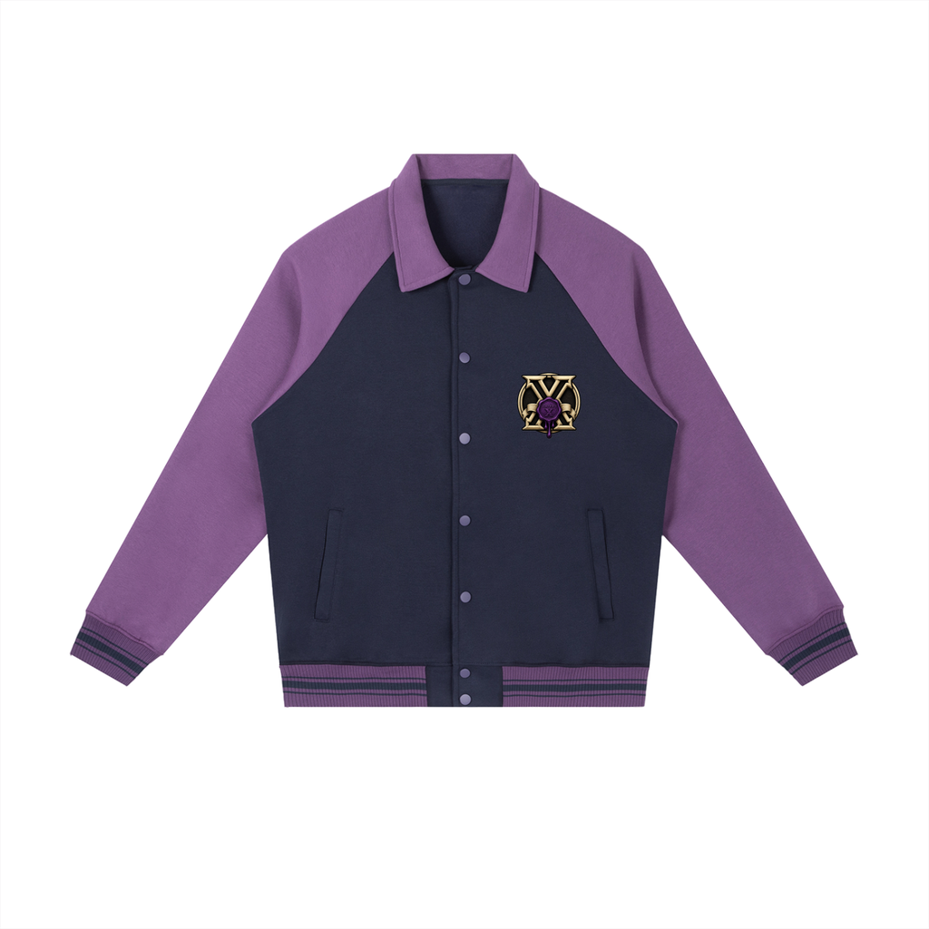 Contrast Raglan Sleeve Baseball Jacket