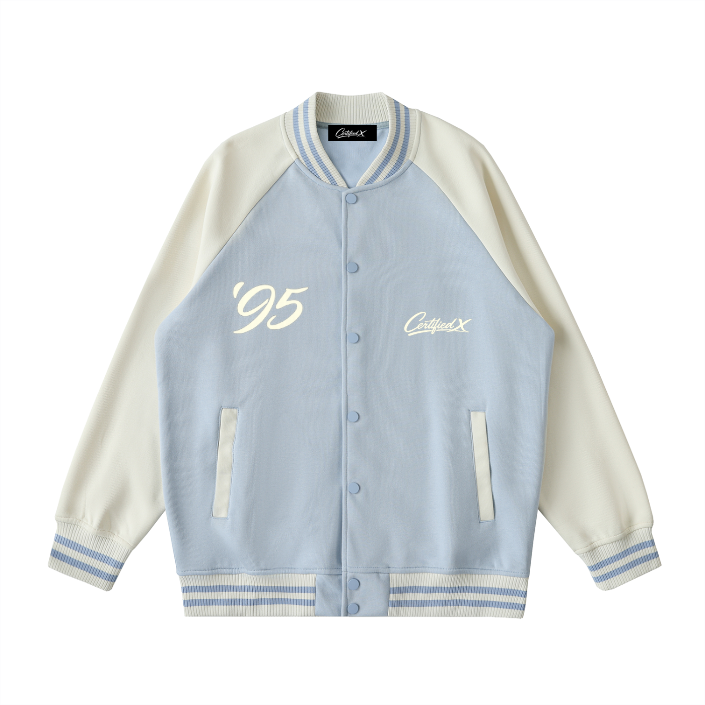 Two Tone Raglan Sleeve Varsity Jacket