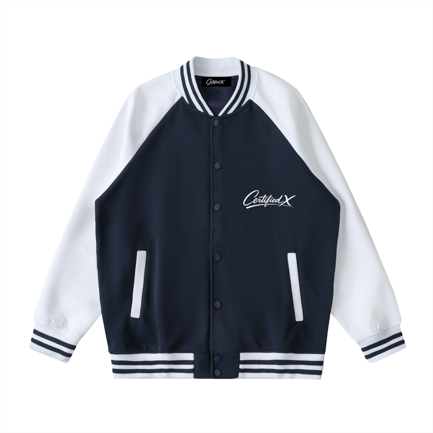 Two Tone Raglan Sleeve Varsity Jacket