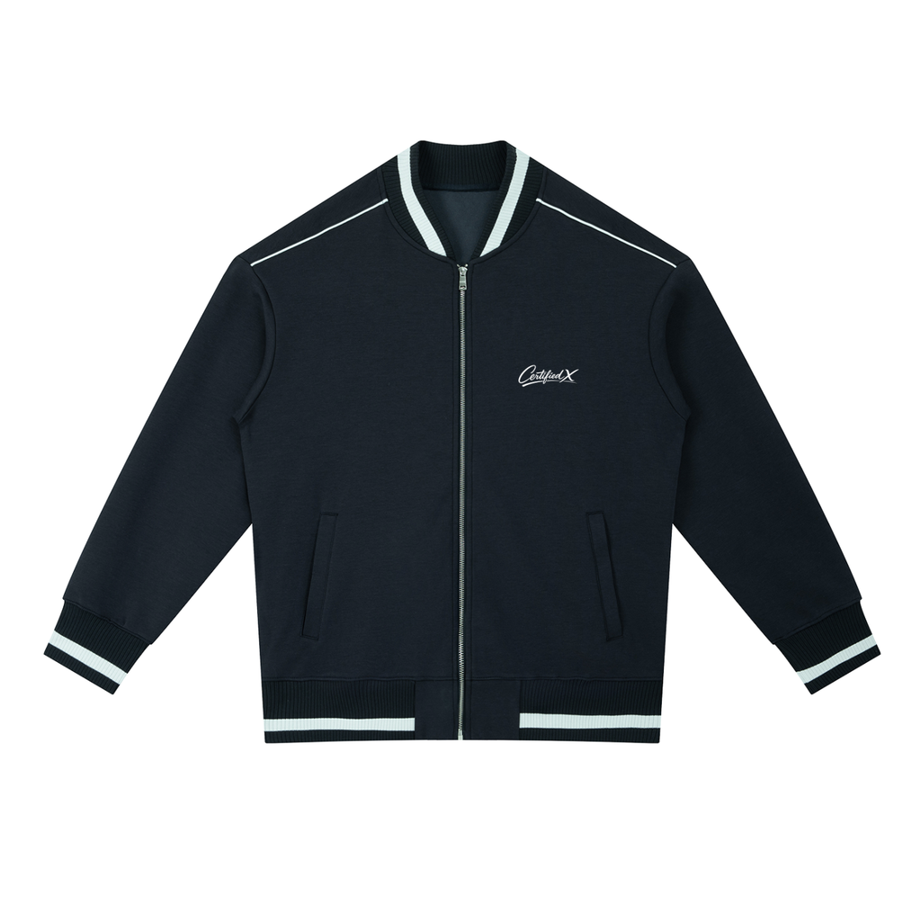 Contrast Piping Zip Bomber Jacket