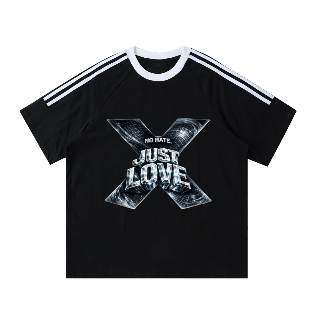 Contrast Tape Crewneck Cotton T-Shirt