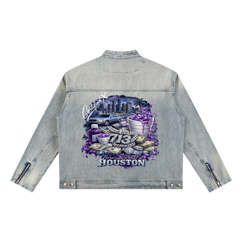 Vintage Wash Zip Denim Jacket
