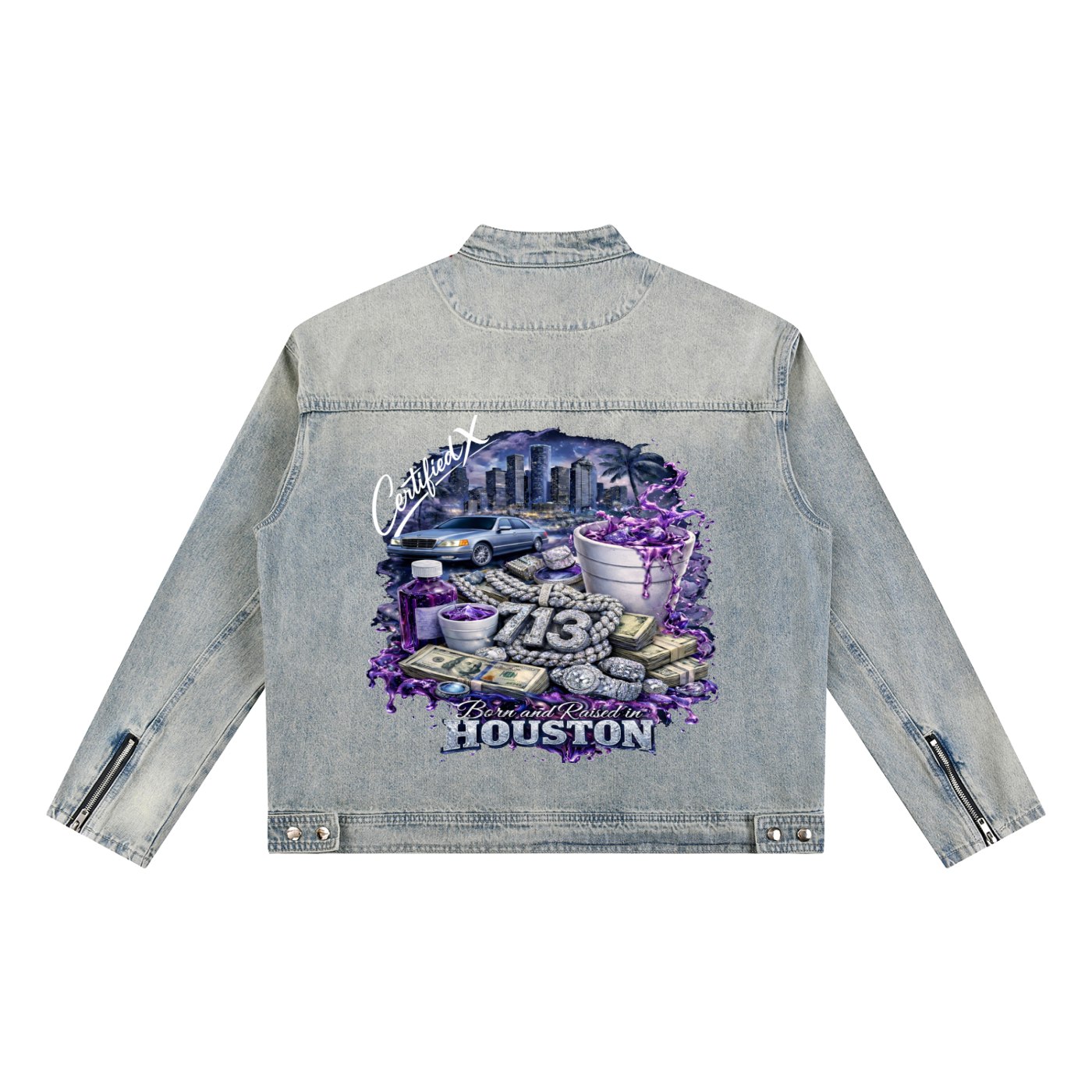 Vintage Wash Zip Denim Jacket