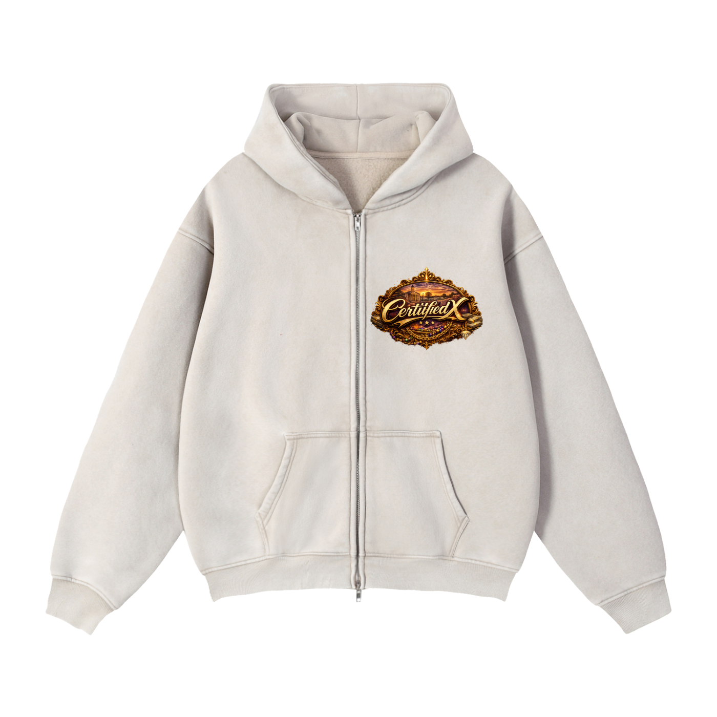Zip-Through Boxy Fleece Hoodie